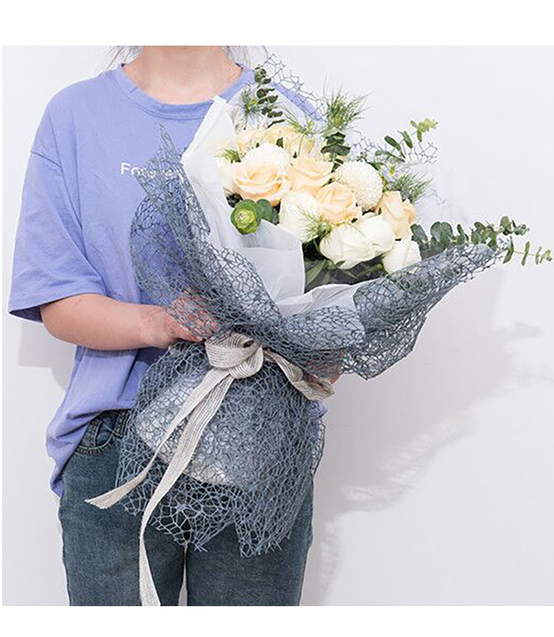 鲜花包装纸韩式提花网花艺花束材料纱玫瑰花包装网纱花店包花纱网