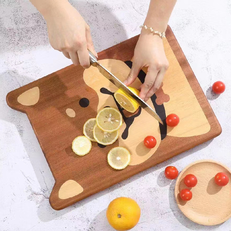 Creative Cute Puppy Pattern Chopping Board Kitchen Chopping Board Wooden Rolling Chopping Board Household Vegetable Fruit Tray