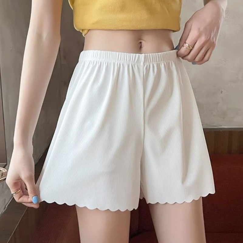 Summer Thin Section Traceless Ice Silk Safety Pants Women's Anti-Exposure Loose Suitable for Daily Wear Wavy Edge Base Shorts Women's Wholesale