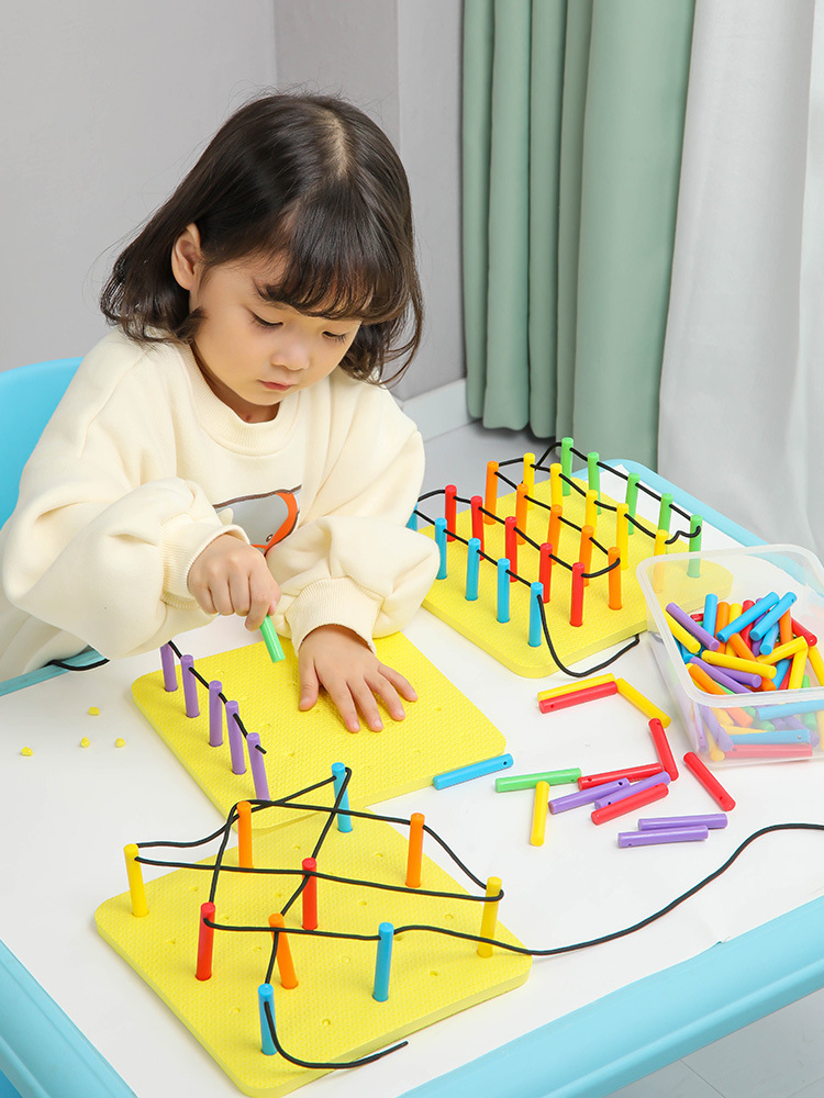 帅动 手指运动精细动作感统训练器材桩板组关注力插棍玩具道具