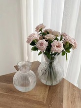 网红轻奢灯笼花瓶大肚玻璃花器客厅插花透明水养鲜花干花装饰摆件