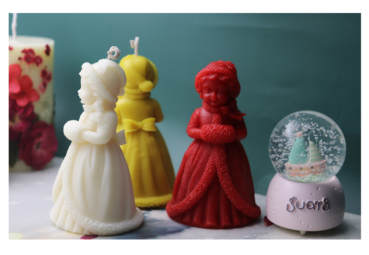 圣诞公主蜡烛硅胶模型 手做香薰石膏蜡烛硅胶材料 小女孩模具