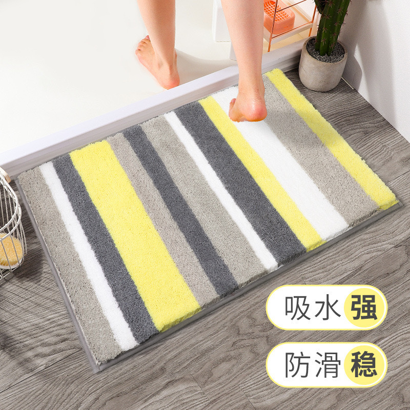 Factory Direct Sales Foreign Trade Wholesale Cross-Border Striped Home Ground Mat Door Mat Absorbent Bathroom Thickening Bathroom Anti-Slip Mats