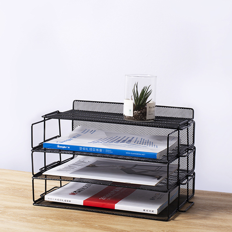 Metal Vertical Desktop File Shelf Storage Rack Storage Integrated Iron Frame Tray Storage Box File Management Rack...