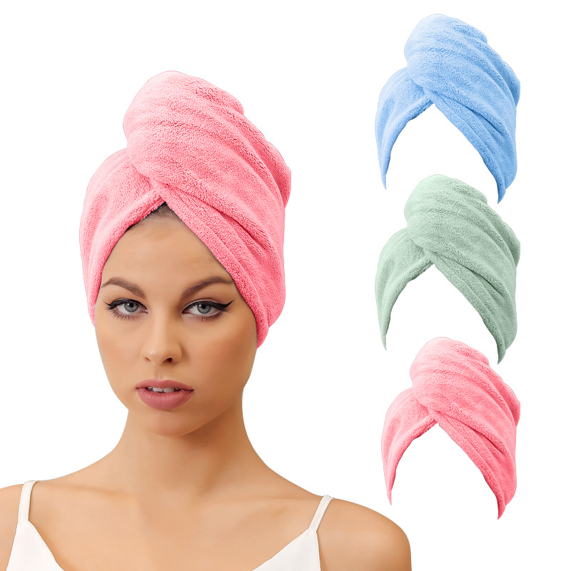 Coral Fleece Towel Female Water-Absorbing Quick-Drying Headcloth Solid Color Adult Soft Wipe Hair Hair-Drying Towel Hair-Drying Cap