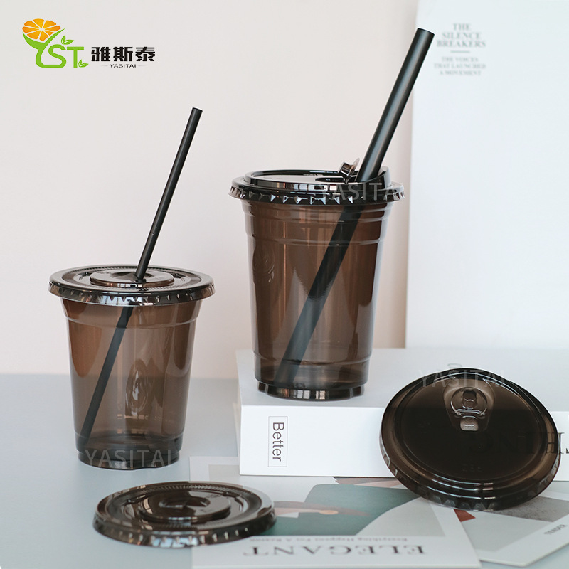 spot disposable black coffee cup black warrior pet cold drink cup wholesale plastic black cup ins milk tea cup with lid