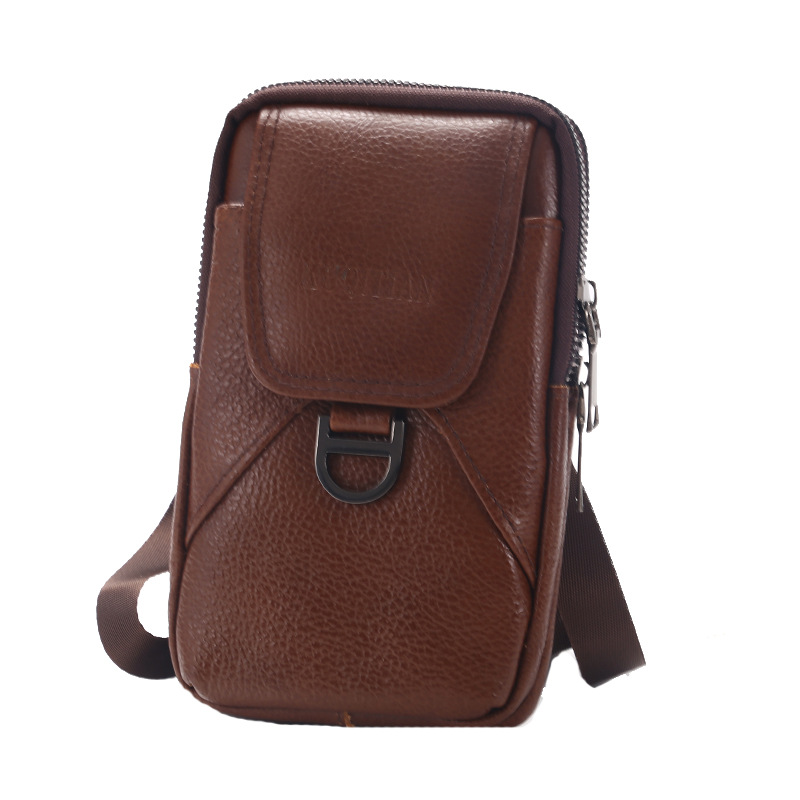 Mobile Phone Bag Waist Bag Men's Cowhide Phone Case Men's Belt Bag Elderly Wear Belt Work Site Mobile Phone Bag Wholesale