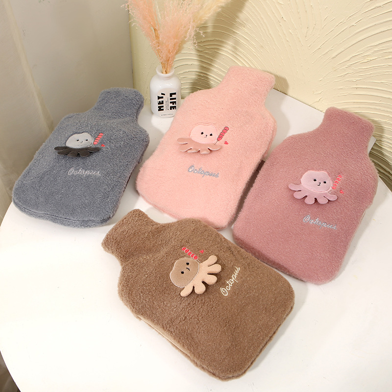 Plush Cloth Cover New Hot Water Injection Bag Flush Hand Warmer Explosion-Proof Cartoon Hot-Water Bag Yongzi Cross-Border Spot