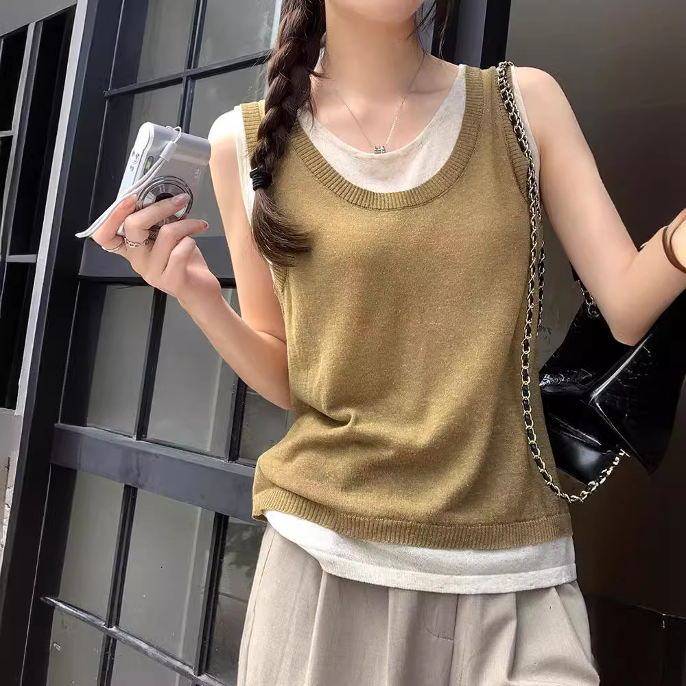 短款上衣女夏季小背心2024新款爆款无袖吊带外穿针织内搭打底衫