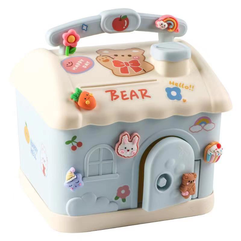 Ins Internet Celebrity Cute Small House Piggy Bank Children Girl Piggy Bank with Lock Piggy Bank Student Gift Items