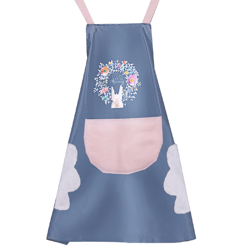 Garland Rabbit Apron Female Kitchen Cooking Household Waterproof Oil-Proof Cartoon Erasable Hand Overclothes Overalls Halter Apron