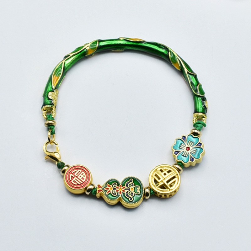 雍和宫古法工艺烧蓝珐琅彩手链工编织复古民族风转运手串半镯系列