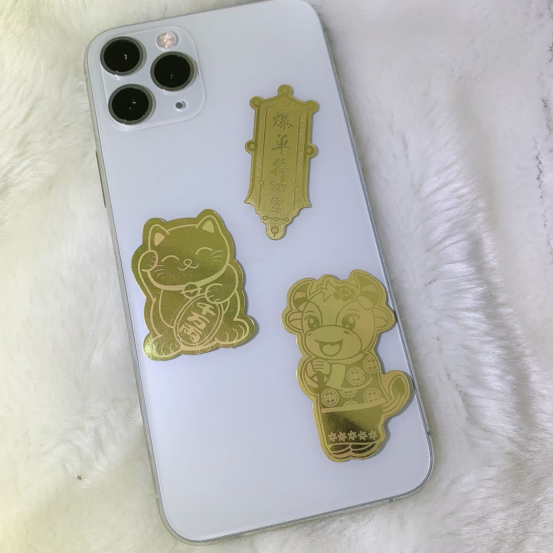 周同款招财猫手机贴金箔抖音同款黄金招财猫金片商务送礼随手礼品