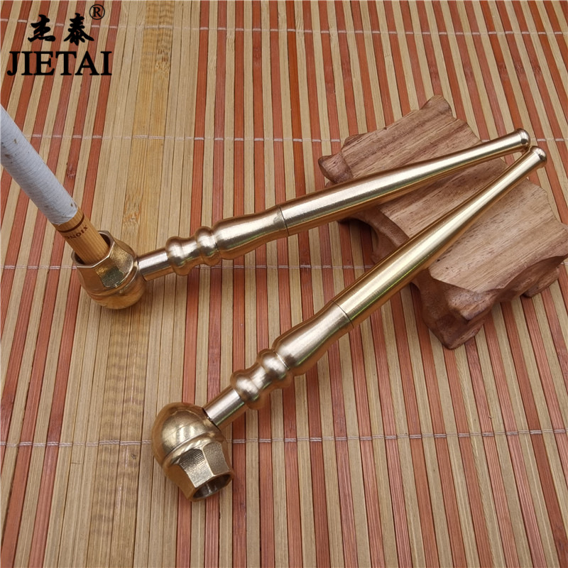 纯铜两用旱烟杆 黄铜便携过滤烟斗 插烟一口香旱烟袋老式金属烟锅