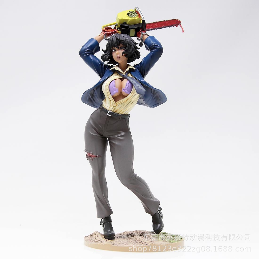 德州电锯杀人狂 皮脸电锯起舞美少女pvc abs模型 各类潮玩定制