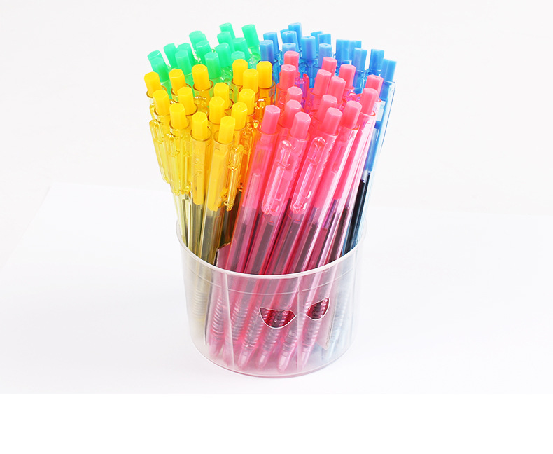 小豆芽圆珠笔蓝色笔芯办公用笔学生用笔按压式签字笔油笔60支桶装