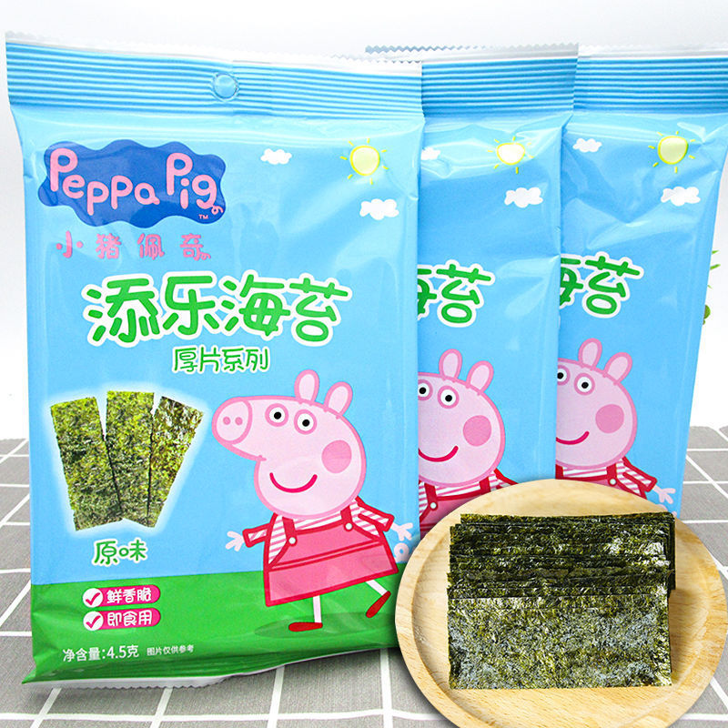 添乐卡通王小猪佩奇厚片海苔即食大片装紫菜脆片原味4.