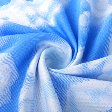 安然新款厂家直销新款针织布面布床垫面料批发儿童床提花蓝天白云