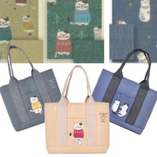 日本原单新刺绣猫咪大号托特包手提包手拎包饭盒包妈咪包通勤包