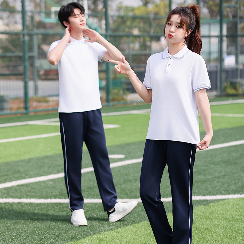 新款夏季初中高中生班服小学生校服套装短袖男女团体服两件套团购