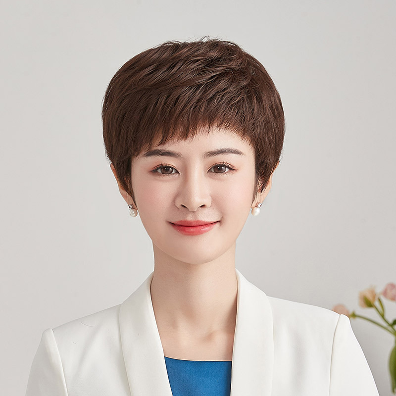 主持人女假发新闻主播上镜假发女短发纹理短直发央视播音员全头套