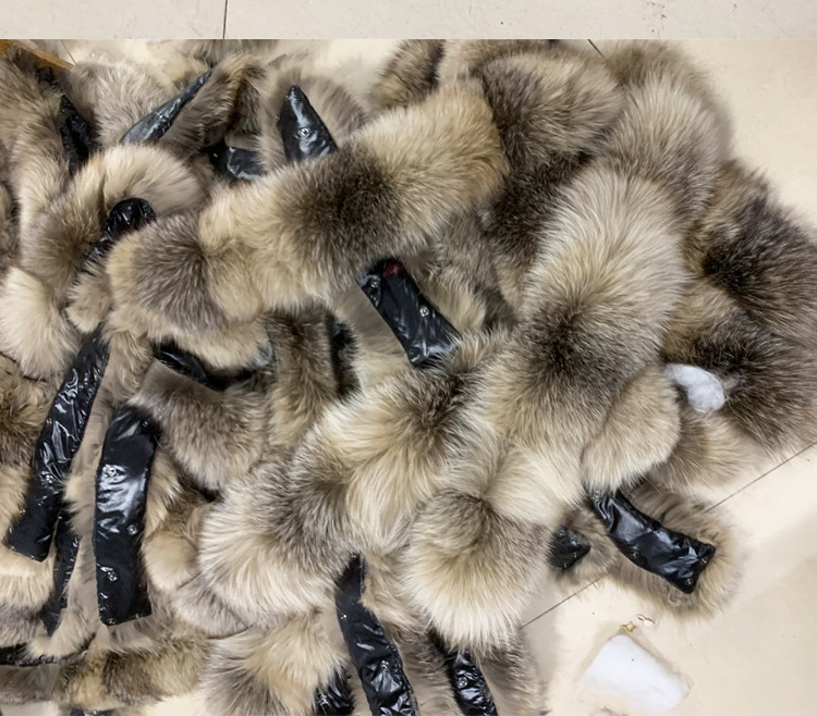 狐狸大帽条进口银兰狐狸毛领北面羽绒服皮草毛领大鹅款仿狼毛领子