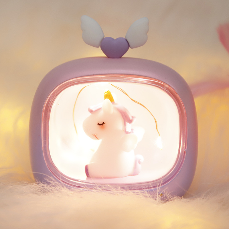 厂家独角兽气氛小夜灯少女心网红柔光小摆件卧室床头tv灯创意礼物