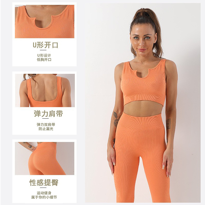 European and American Yoga Clothes Sports Suit Women's Yoga Bra Fitness Vest Lulu Fitness Pants Quick-Drying Fitness Clothes Trousers
