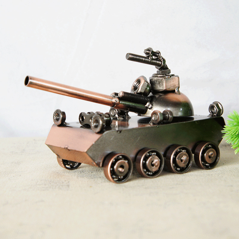 Factory Wholesale Creative Armored Vehicle Tank Model Decoration Children's Gift Metal Crafts Kingdom Decorations