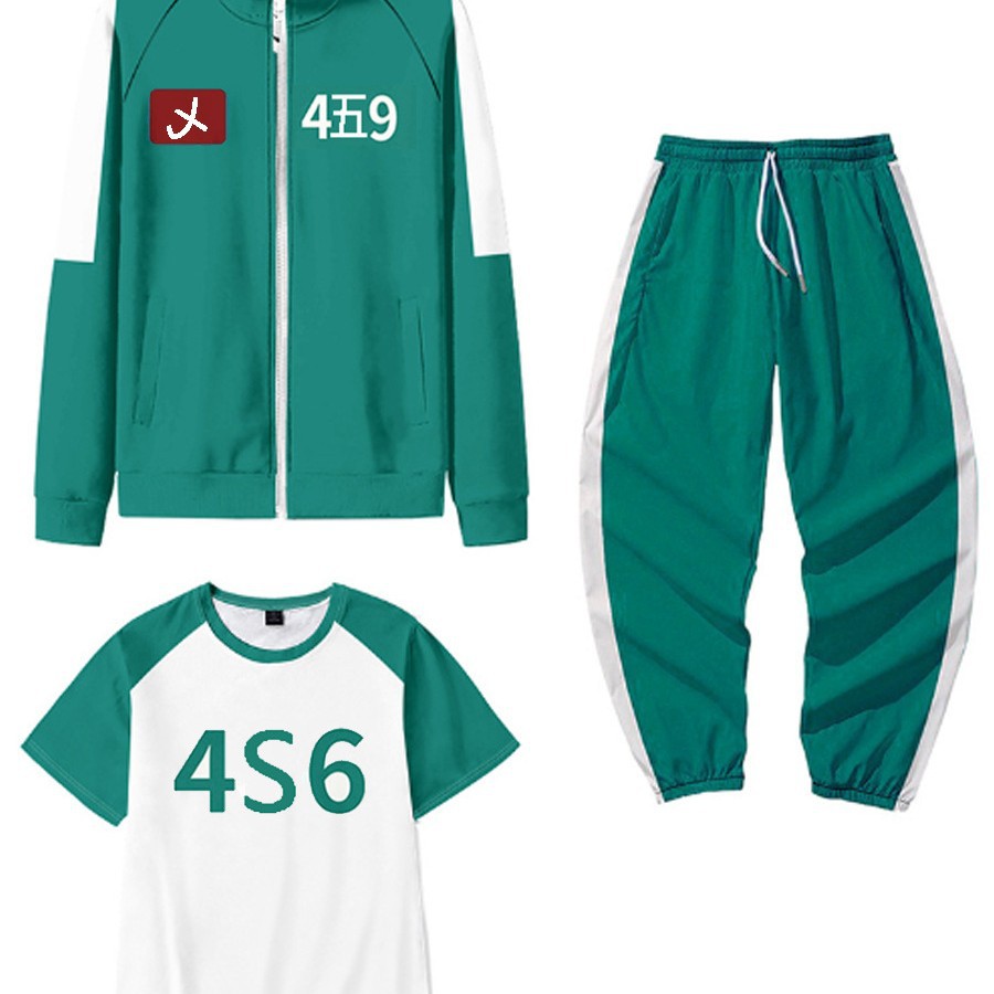 漫威第二季布格濑之鱼跨境cos外套卫衣+长裤+短袖浅绿色套装