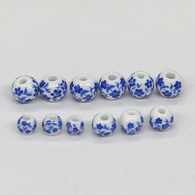 Large Hole Blue and White Porcelain Orchid Porcelain Rose Beads Handmade Diy Ornament Accessories Woven Panjia Bracelet Material Bead Curtain Scattered Beads