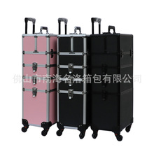 工厂定制专业便携的铝合金拉杆化妆箱手提大容量收纳用黑色粉色