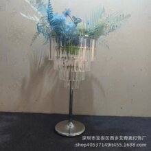 婚庆新款水晶冰条桌花花器摆件酒店婚礼堂舞台装饰品婚庆道具摆件