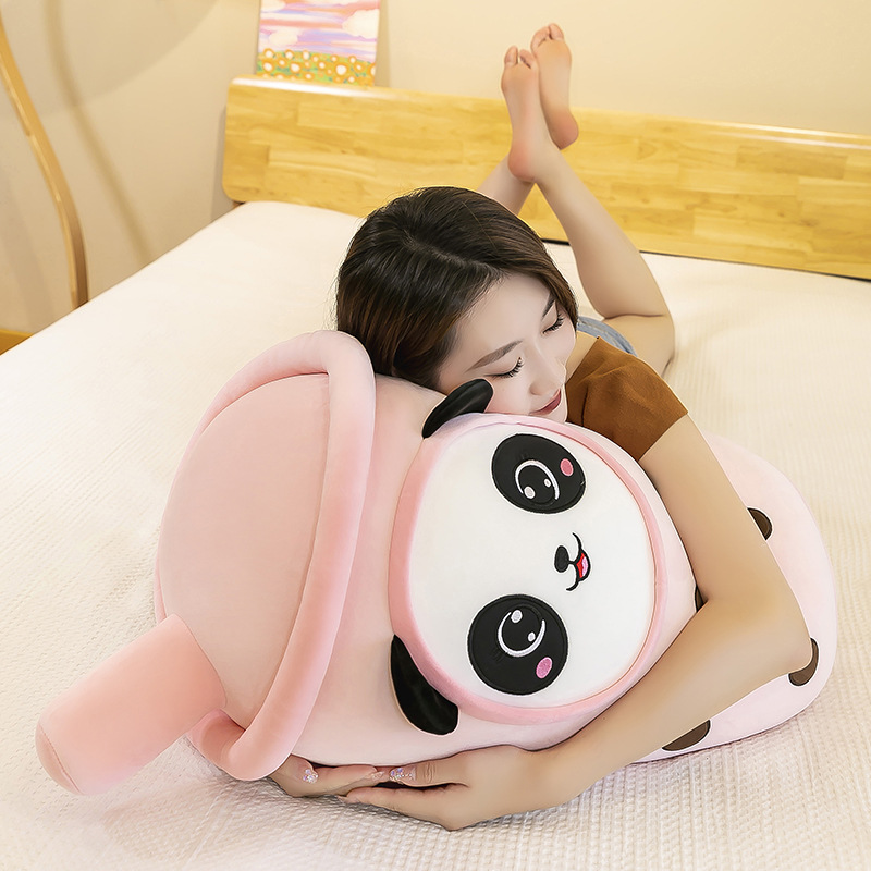 Cute Cream Milky Tea Cup Pillow Internet Celebrity Panda Milky Tea Cup Creative Drink Plush Toys Cross-Border Products Wholesale