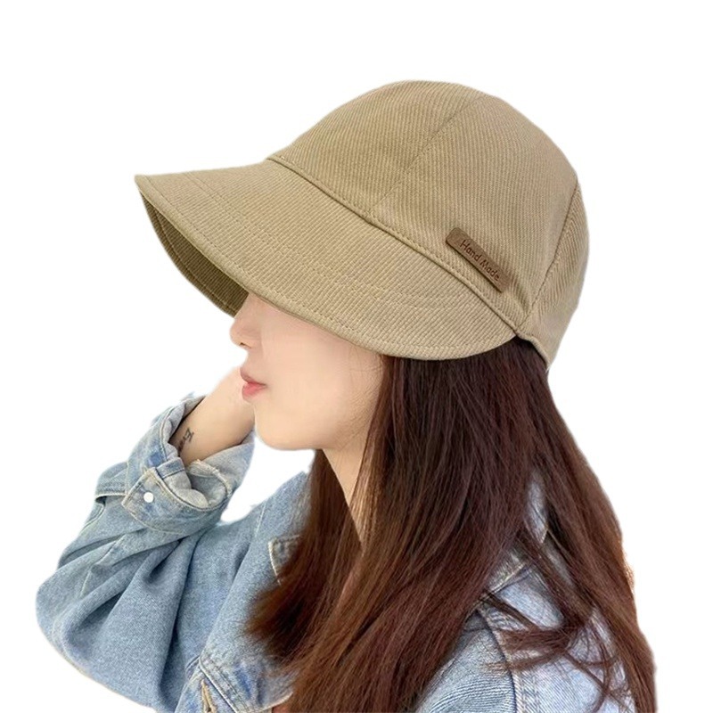 Hat Women's Plain Face-Looking Small Fisherman Hat Adjustable Uv-Proof Casual All-Match Wide Brim Peaked Cap