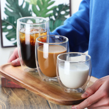跨境双层玻璃杯高硼硅透明咖啡杯蛋形杯水果杯双层隔热花茶杯