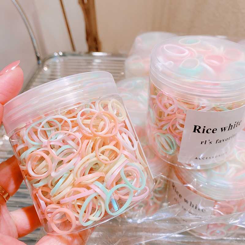 a Full Can! Minimalist Candy Color Children's Disposable Elastic Tied-up Hair Small Rubber Band Hair Ring Hair Accessories