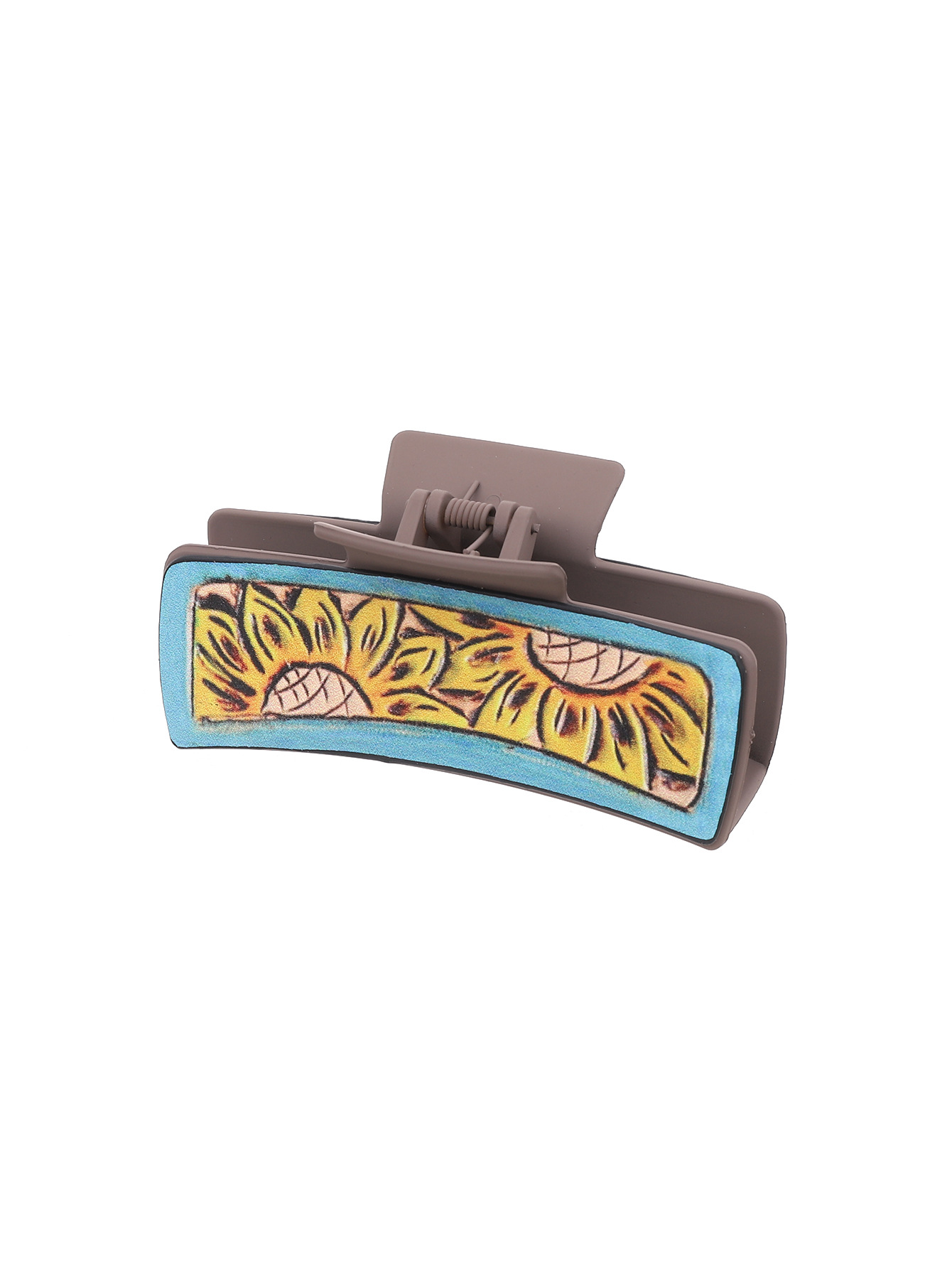 Cross-Border Western Style Cactus Sunflower Pattern Grip Women Shark Clip Barrettes Amazon AliExpress