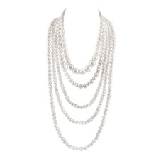 1920欧美仿珍珠颈链主题派对夜店拍照礼服项链锁骨多层珍珠毛衣链