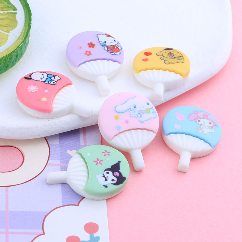 New Fan Series Cartoon Cute Resin Jewelry Accessory Material Package Barrettes Head Rope DIY Phone Case