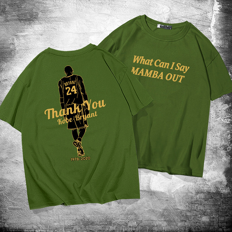 科比再见纪念版t恤男湖人队黑曼巴mamba宽松半袖纯棉篮球衣服
