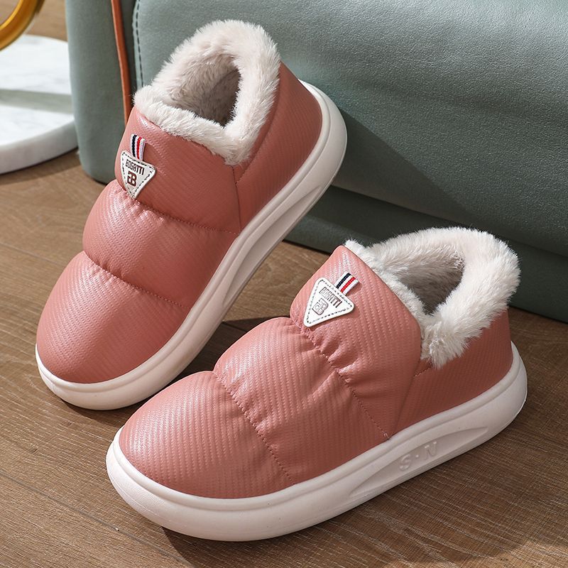 Cotton Slippers Cold Protection in Winter Women's Warm Keeping Heel Cover High-Top Household Plush Non-Slip Platform Cotton Shoes Men's Outer Wear