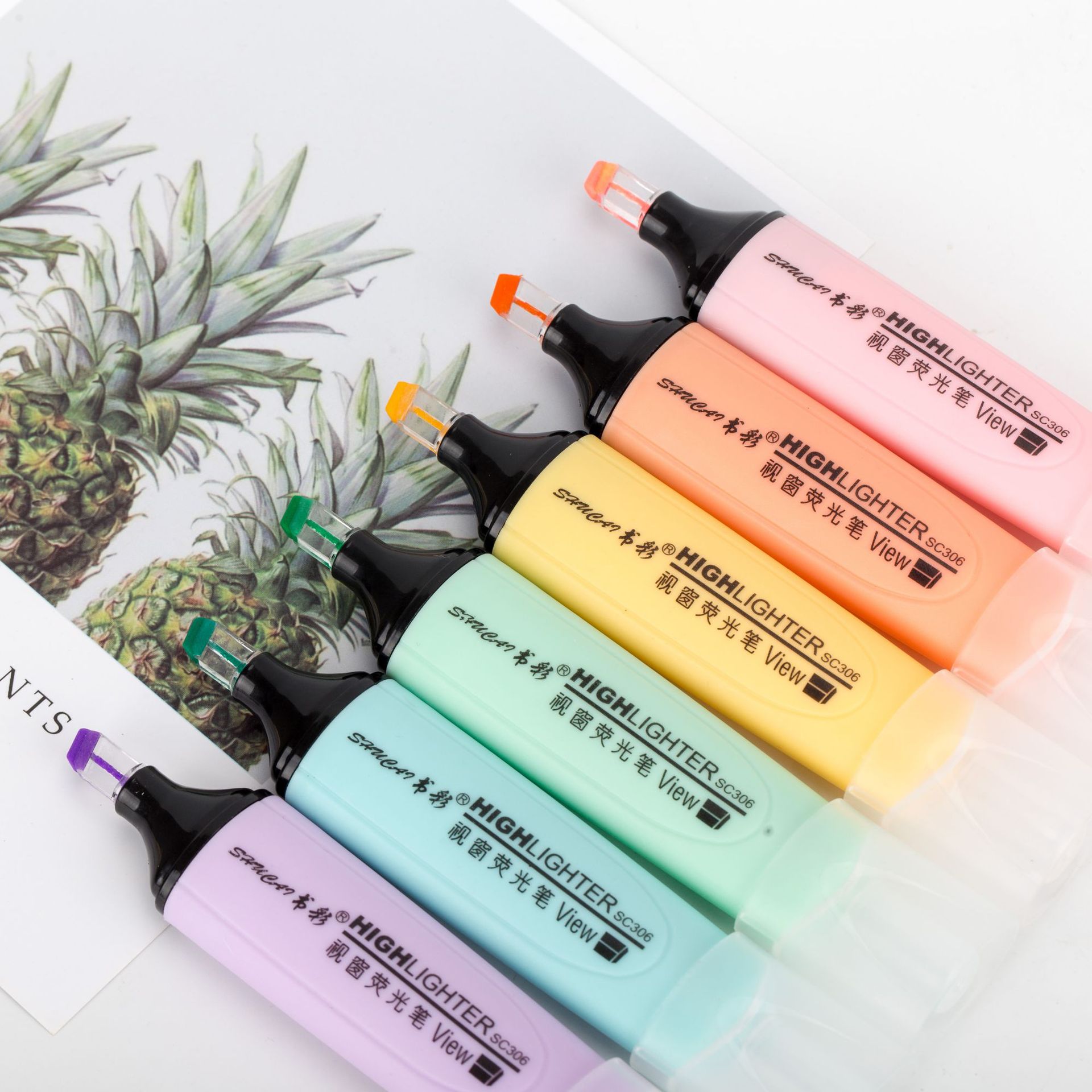 Window Fluorescent Pen Student Notes Mark Key Macaron Crystal Pen Head Six-Color Creative Factory Direct Supply