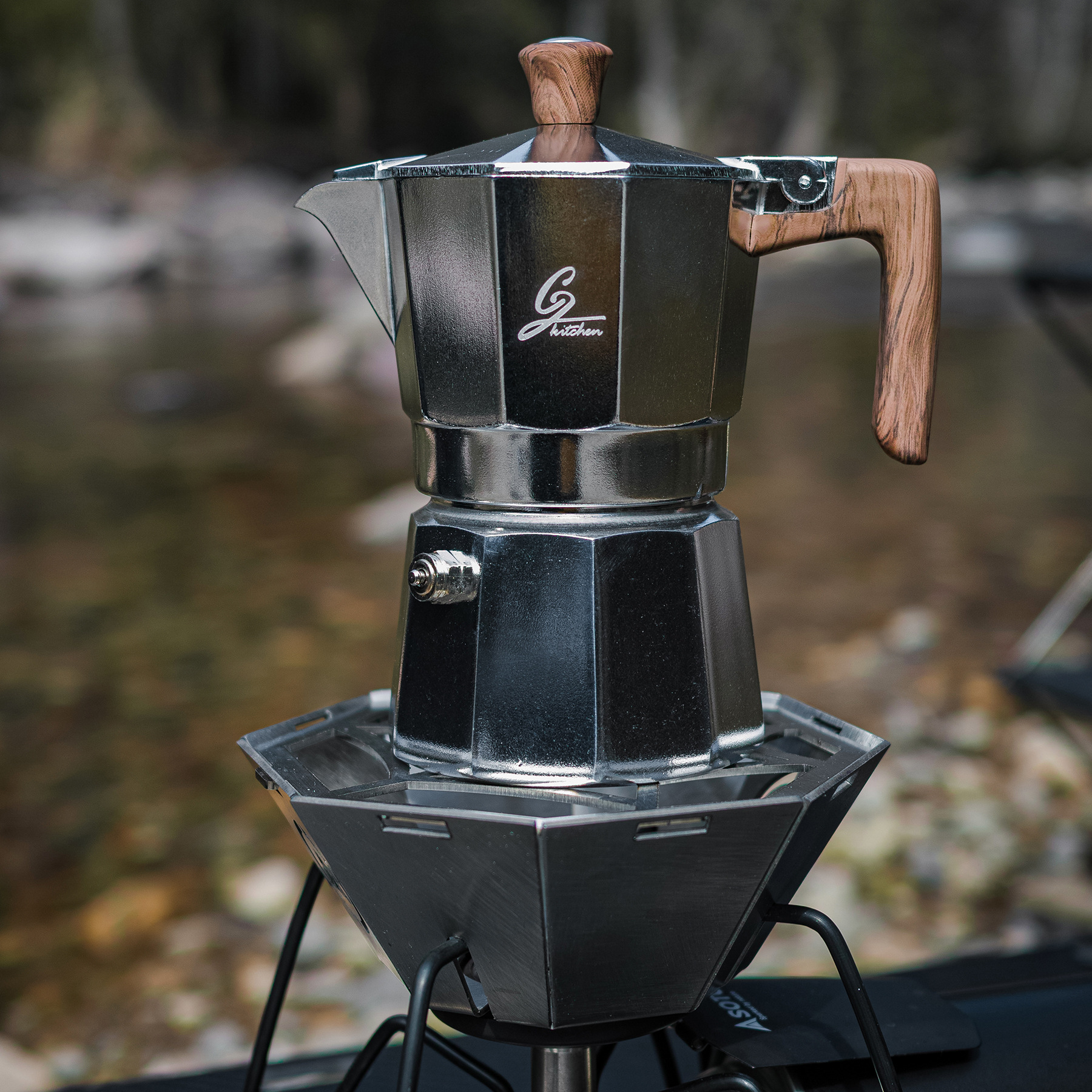 露营户外咖啡壶野营铝制烧水壶摩卡壶 意式手冲壶煮咖啡壶八角壶