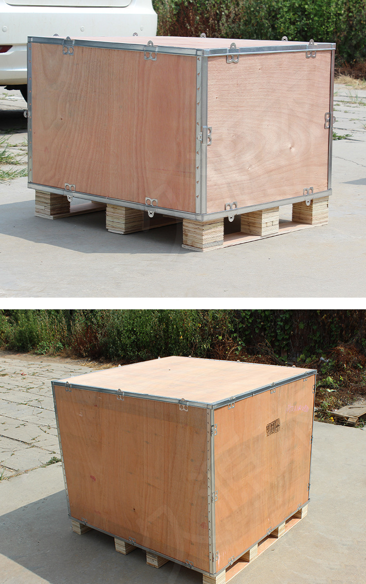 免熏蒸钢带木箱机械航空海运周转箱胶合板物流包装钢带木箱