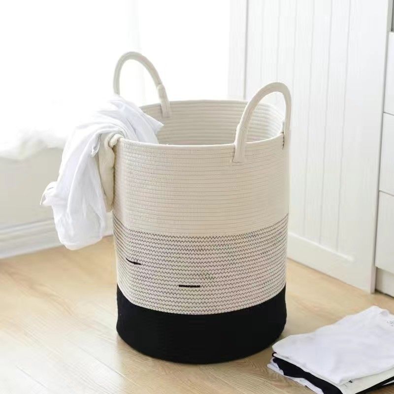 Nordic Ins Cotton Braided Storage Basket Bedroom Changing and Washing Clothing Toys Dirty Clothes Basket