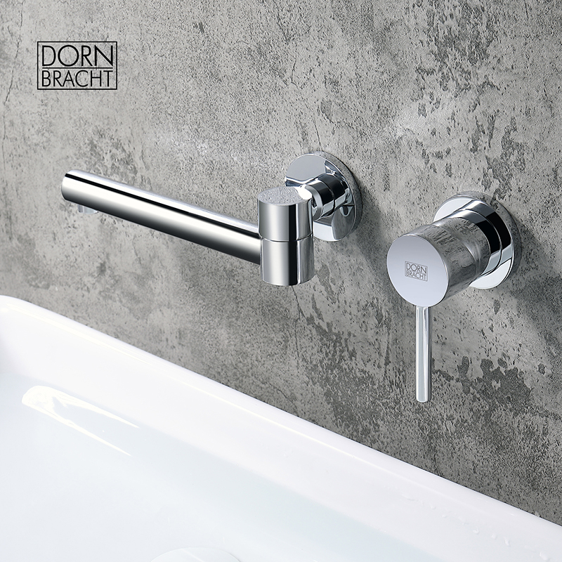 德国全铜哑黑色暗装面盆龙头360度旋转入墙式冷热墙出水龙头新款