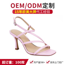 ODM定制欧美大牌细带PU方头时尚凉鞋气质高跟凉鞋代加工生产厂家