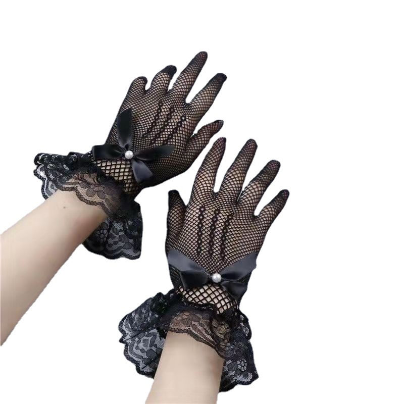 Women's Spring and Summer Sun Protection Mesh Gloves Elastic Lace Bridal Gloves Sexy Dancing Performance Etiquette Gloves