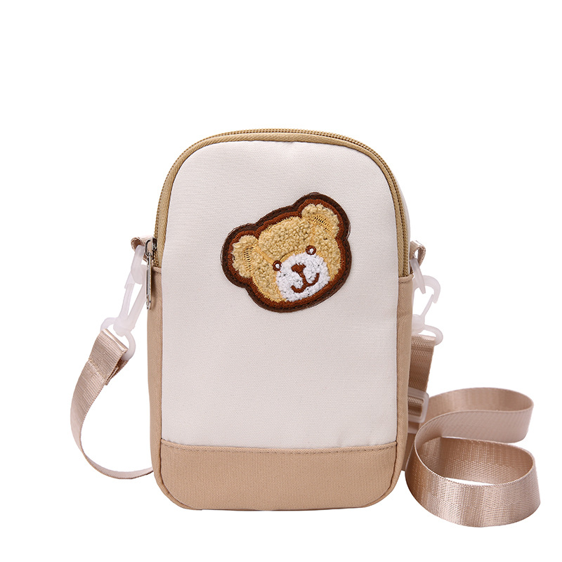 Foreign Trade 2023 New Canvas Bag Korean Fashion Casual Pouch Simple Bear Contrast Color One-Shoulder Crossboby Bag Women